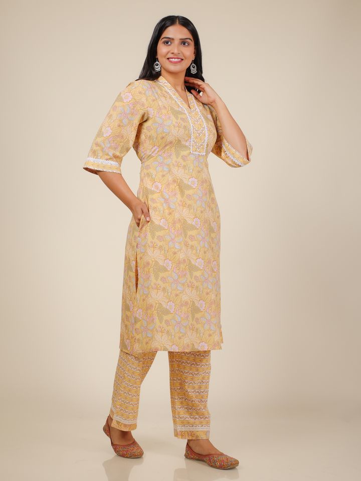 Soft Cotton Floral Kurta