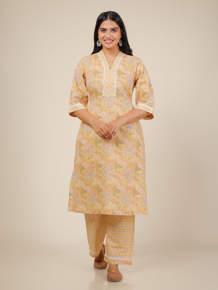 Soft Cotton Floral Kurta