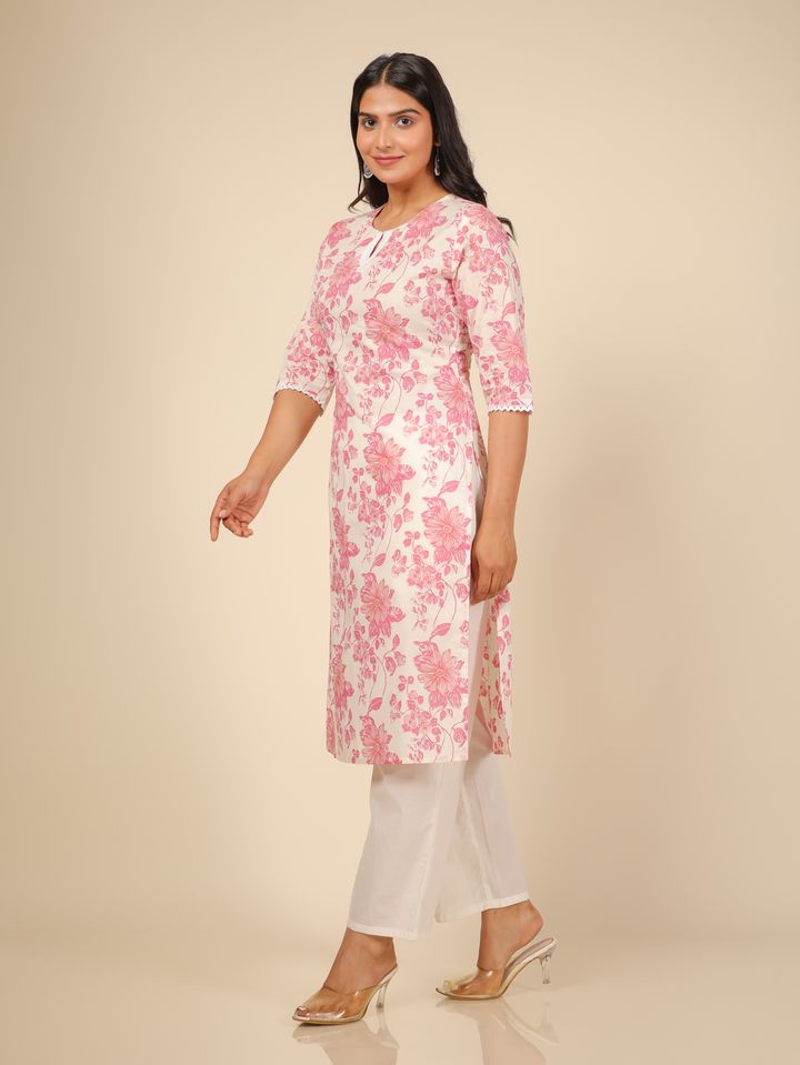 Soft Cotton Floral Kurta