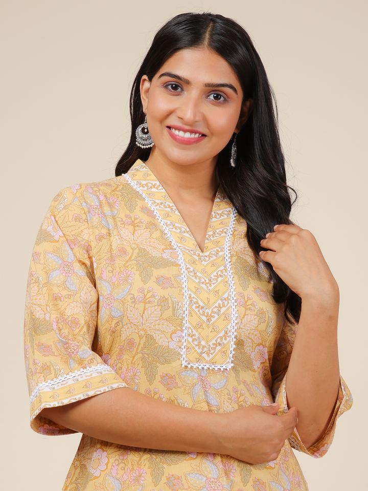 Soft Cotton Floral Kurta