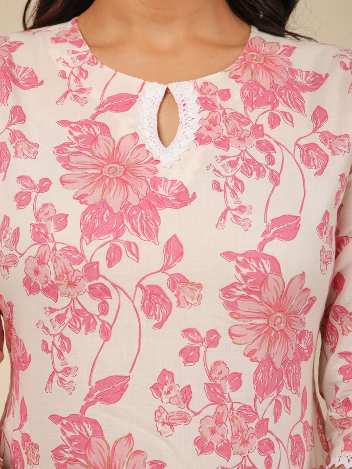 Soft Cotton Floral Kurta