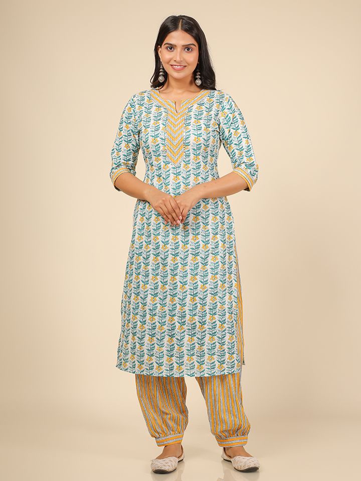 Soft Cotton Striped Straight Yellow Kurta