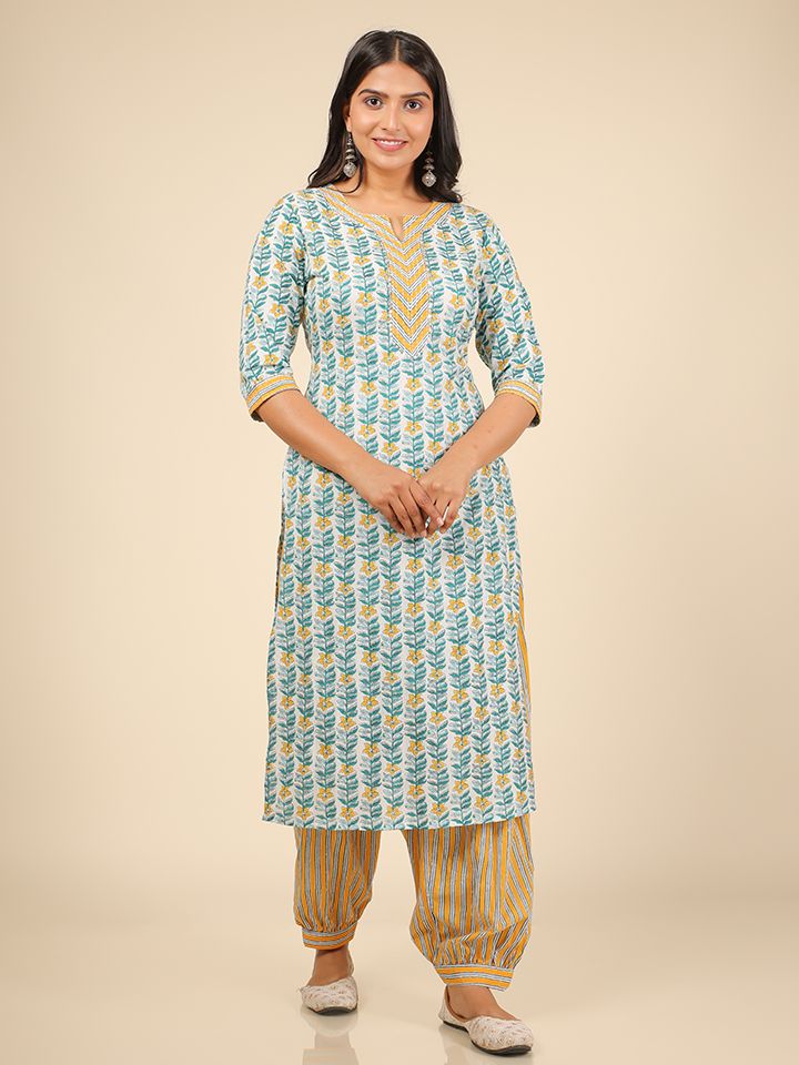 Soft Cotton Striped Straight Yellow Kurta