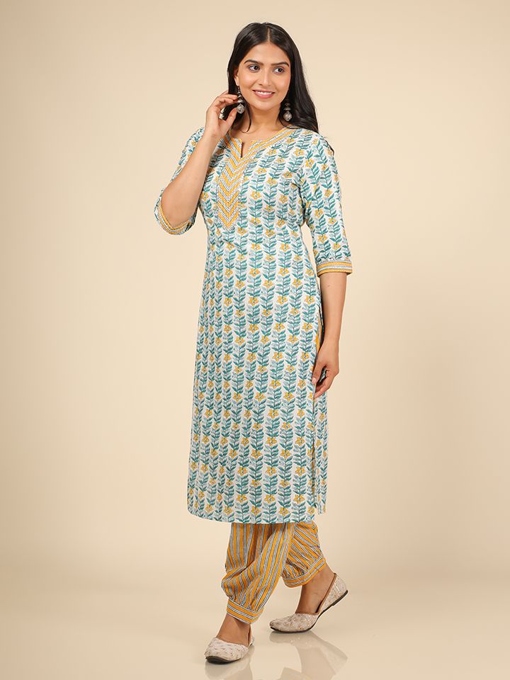Soft Cotton Striped Straight Yellow Kurta