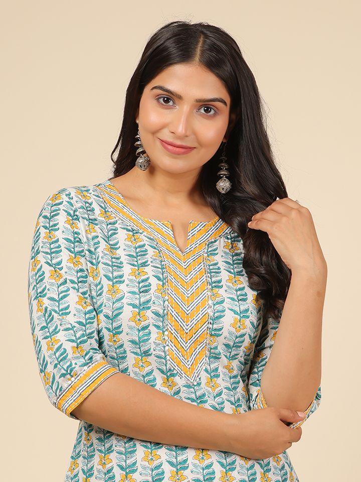 Soft Cotton Striped Straight Yellow Kurta