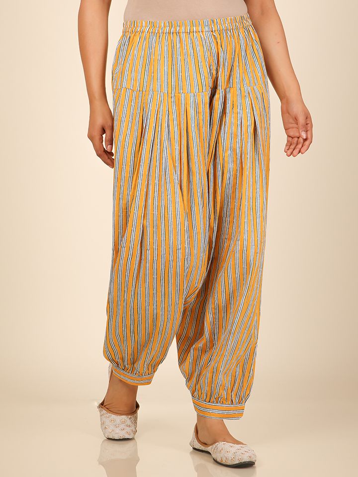 Soft Cotton Striped Straight Yellow Kurta