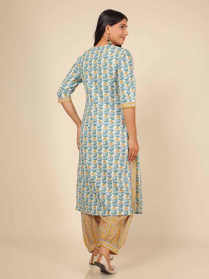 Soft Cotton Striped Straight Yellow Kurta