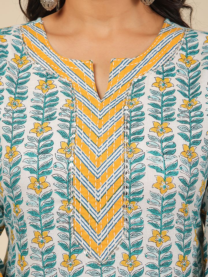 Soft Cotton Striped Straight Yellow Kurta