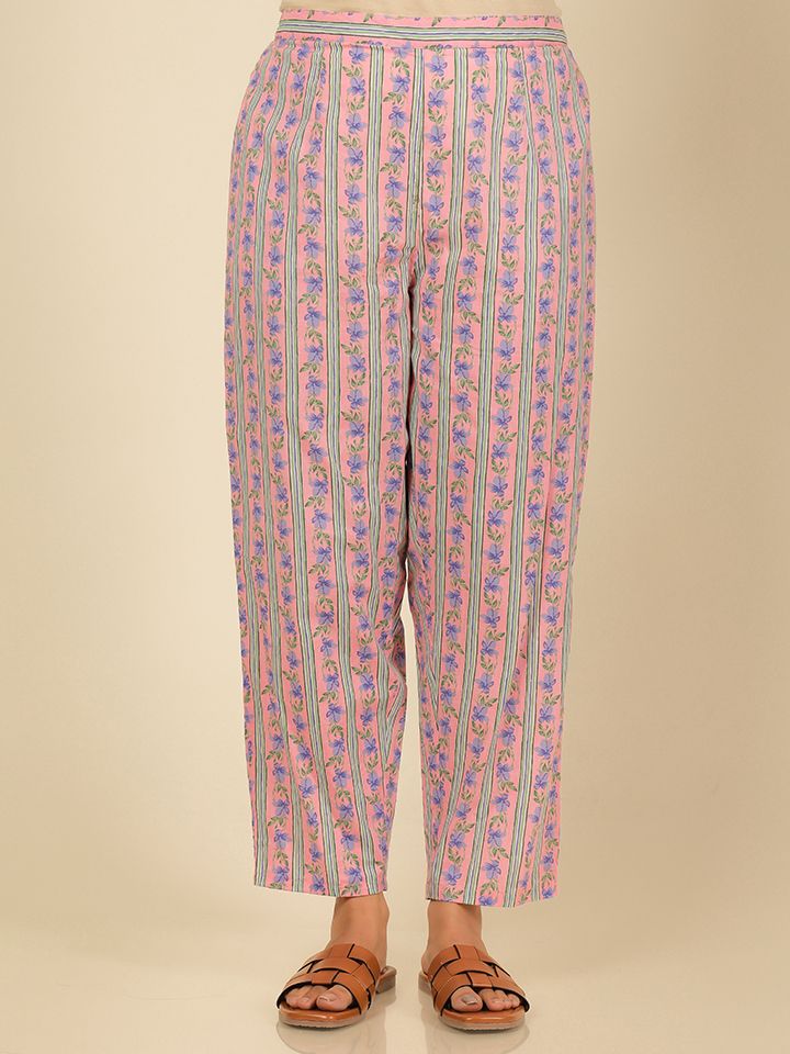 Soft Cotton Floral Straight Pink Kurta