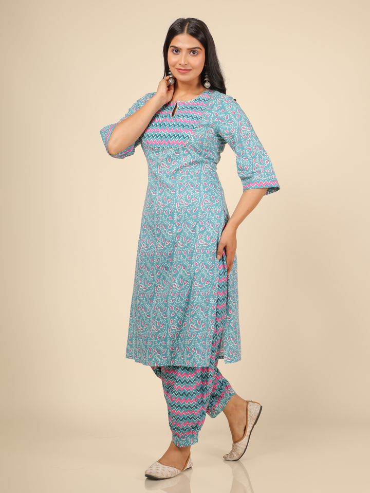 Soft Cotton Floral Kurta