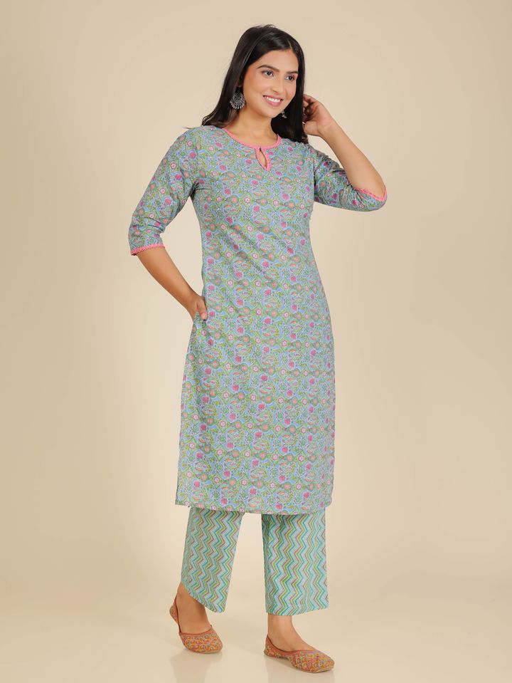 Soft Cotton Floral Kurta