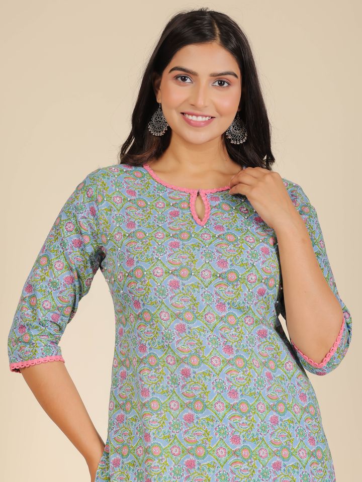 Soft Cotton Floral Kurta