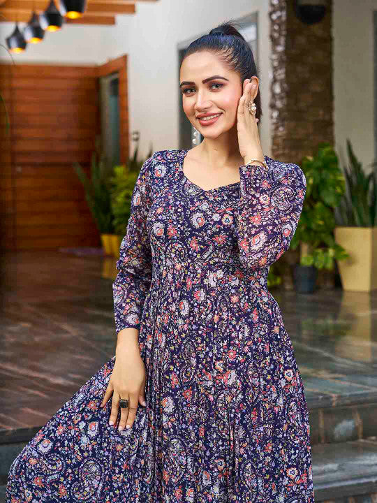 CHANSI Floral-Printed Gown Maxi Dress