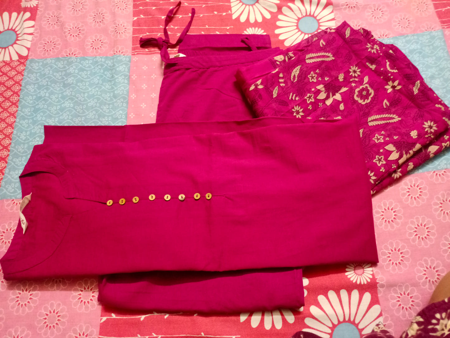 Soft Cotton Geometric Straight Blue Kurta