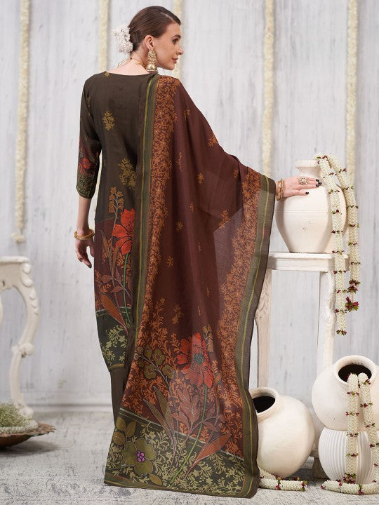 Anouk Women Floral Printed Regular Sequinned Chanderi Silk Kurta