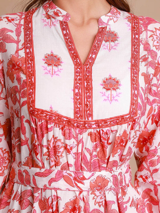 GULAB CHAND TRENDS Ethnic Motifs Printed Belted Detail Kurta