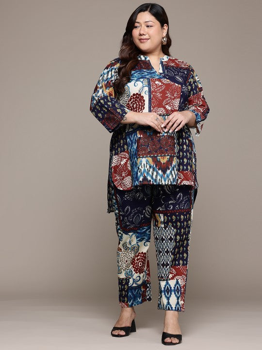 Printed Pure Cotton Tunic With Trousers