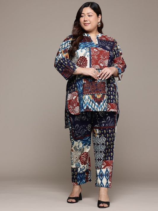 Printed Pure Cotton Tunic With Trousers