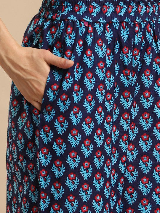 GoSriKi Ethnic Motifs Printed Straight Kurta with Palazzos & Dupatta