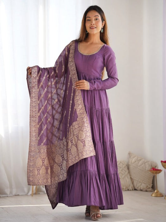 Yara Creation Women Yoke Design Layered Chanderi Silk Kurta