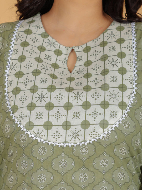 Aramya Women Ethnic Motifs Printed Cotton Kurta with Palazzo & Dupatta