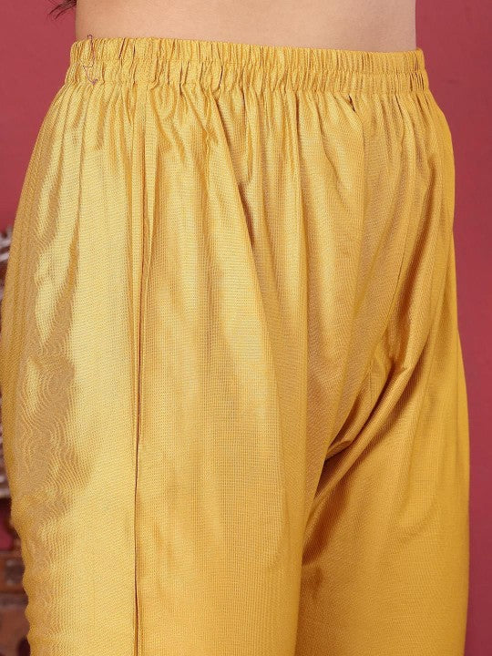 Varanga Floral Embroidered Pure Cotton Anarkali Kurta With Trouser & Dupatta