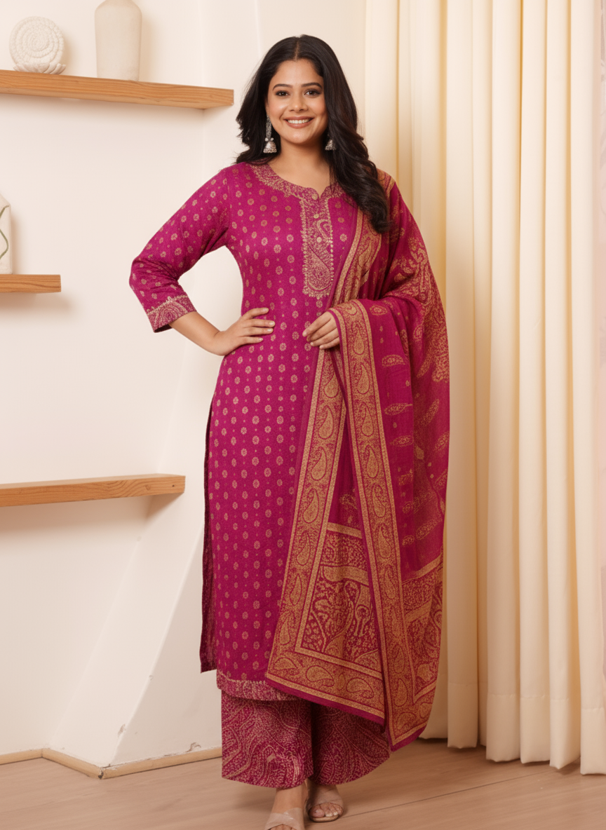 Viscose Butti Straight Wine Kurta