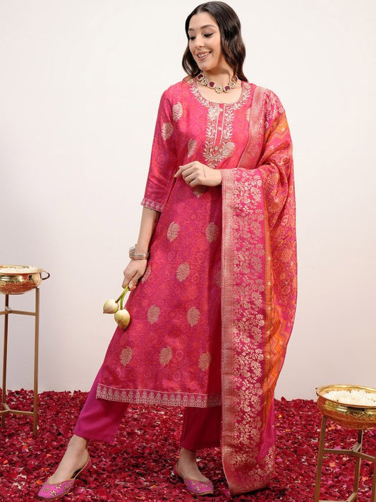 Vishudh Embroidered Regular Kurta with Trousers & With Dupatta