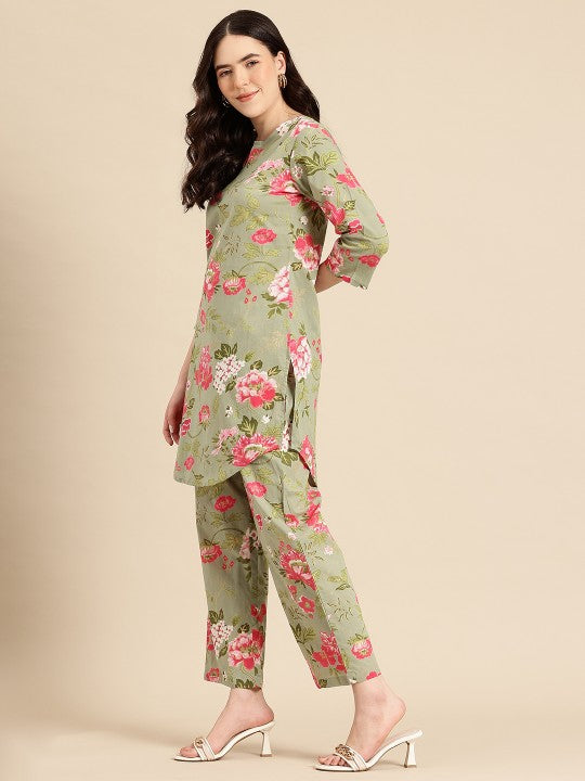 A&K Floral Printed Pure Cotton Co-Ords
