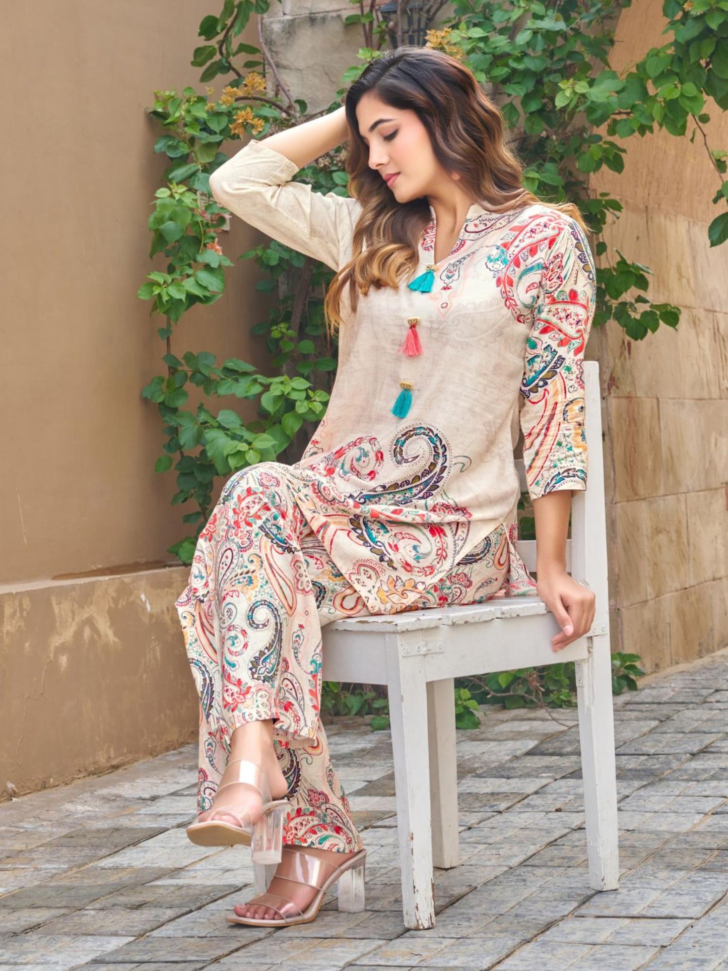 Printed Co-Ord Set - Beige