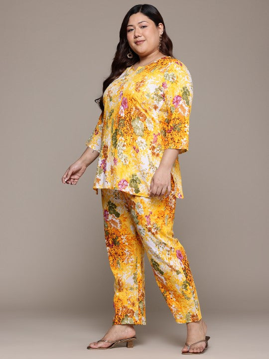 Printed Pure Cotton Tunic With Trousers
