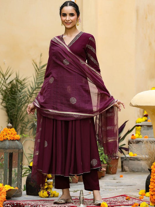 GILLORI Ethnic Motifs Printed Gotta Patti Angrakha Anarkali Kurta