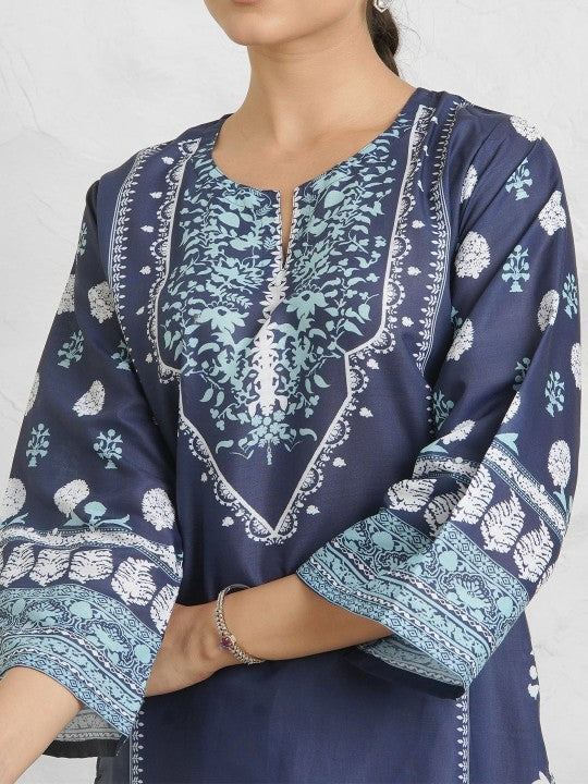 HOUSE OF KARI Printed Round Neck Cotton Top With Trousers Co-Ords