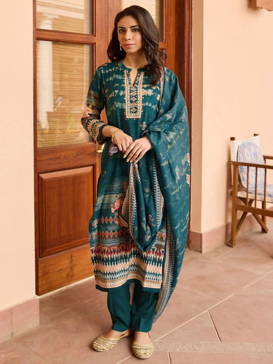 WOMEN PLUS Ethnic Motifs Printed Regular Mirror Work Kurta With Trousers & Dupatta