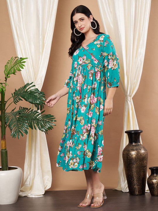 Anouk Women Floral Printed Fit and Flare Midi Dress