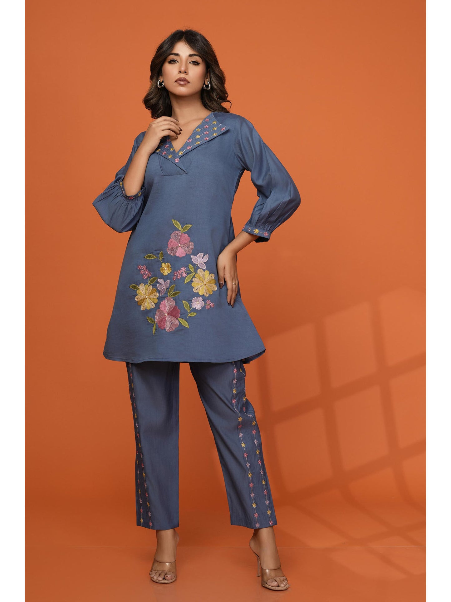 Darika Cobalt Blue Embroidery Co-Ord (Set of 2)