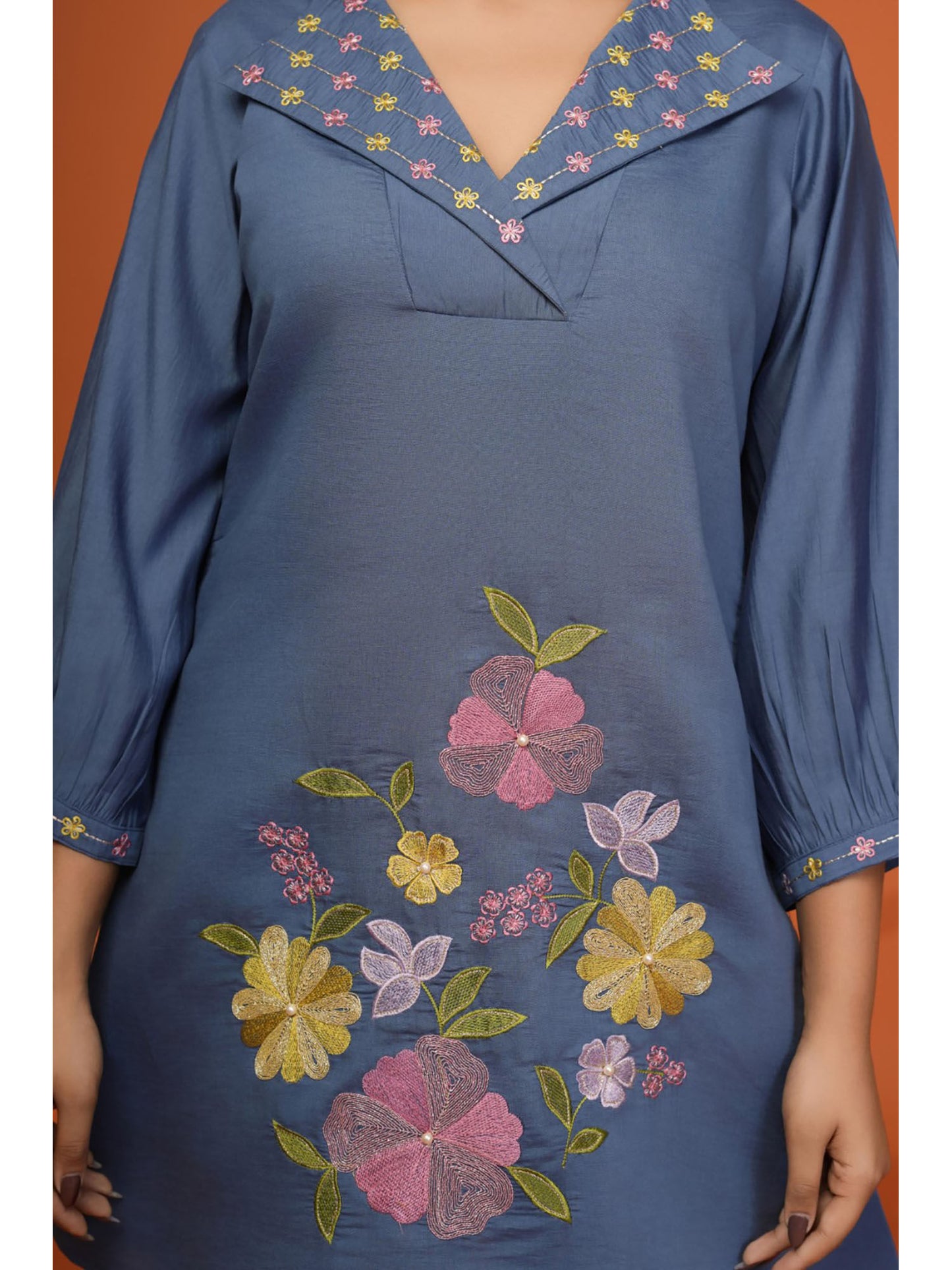 Darika Cobalt Blue Embroidery Co-Ord (Set of 2)