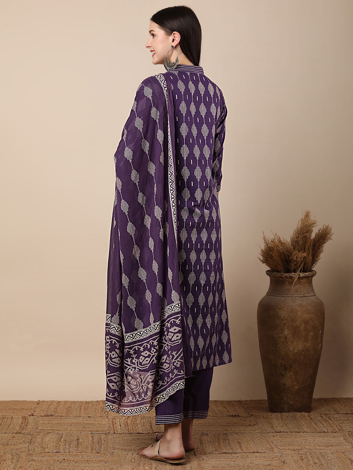 Printed Embroidered Kurta with Pant and Dupatta (Set of 3)