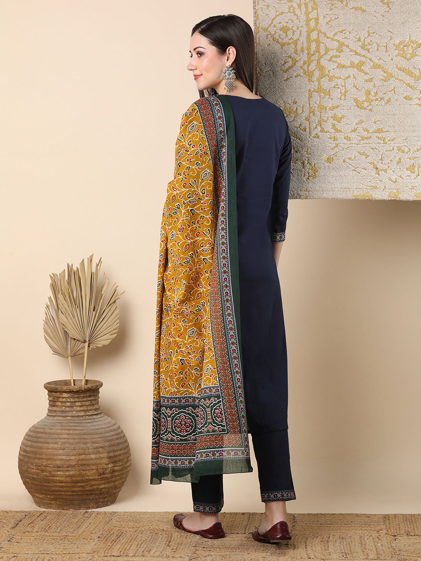 Printed and Embroidered Kurta with Pant and Dupatta (Set of 3)