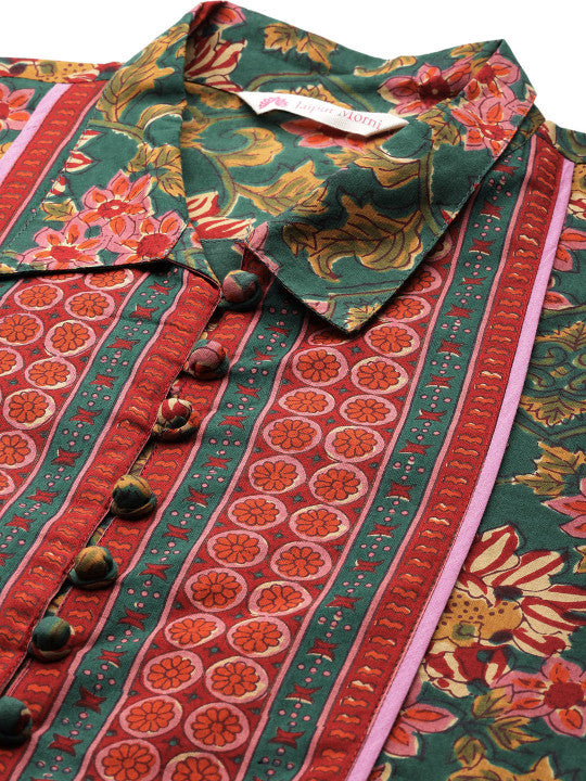 Jaipur Morni Ethnic Motifs Printed Fit & Flare Midi Dress