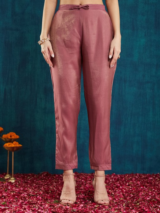 Floral Yoke Design Beads and Stones Pure Silk Kurta