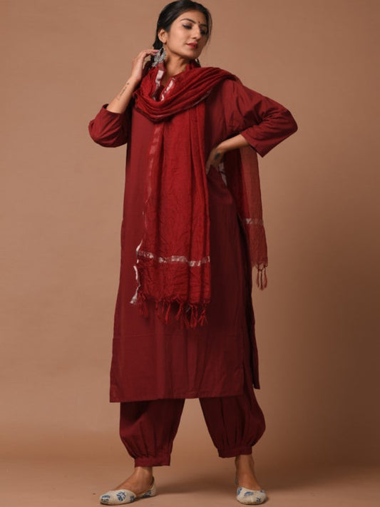 DIMPLE DESIGN STUDIO Regular Pure Cotton Kurta With Salwar & Dupatta