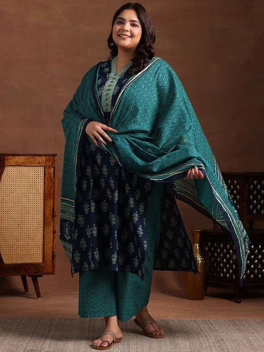 EXTRA LOVE BY LIBAS Women Floral Printed Regular Kurta With Palazzos & With Dupatta