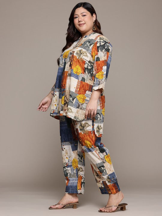 Printed Pure Cotton Tunic With Trousers