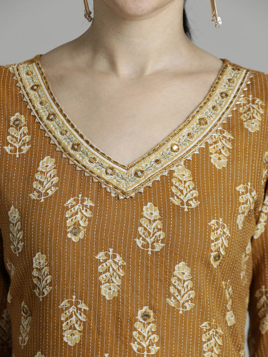 Jaipur Kurti Ethnic Motif Printed Pure Cotton Suit Set
