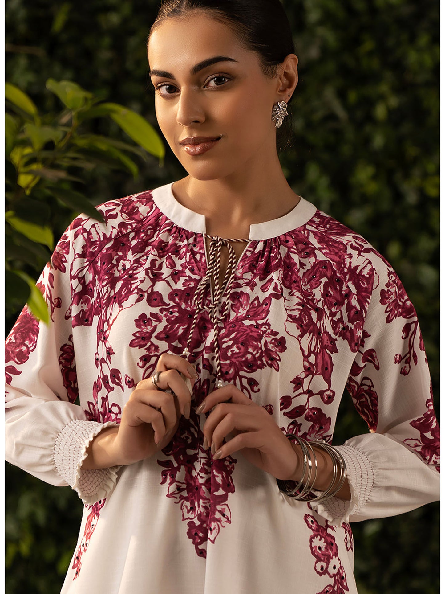 Women Fuchsia Pink Printed Remi Linen Co-Ord (Set of 2)
