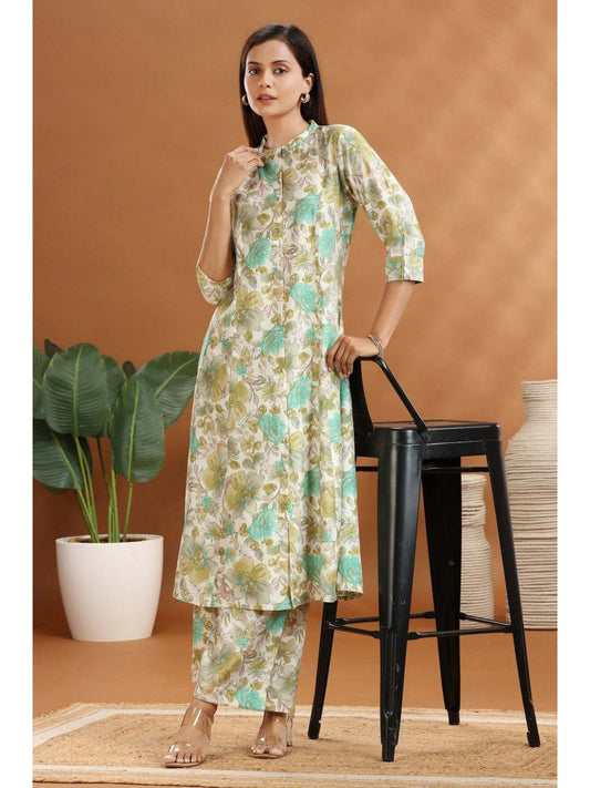 Women Beige Floral Co-Ord (Set of 2)