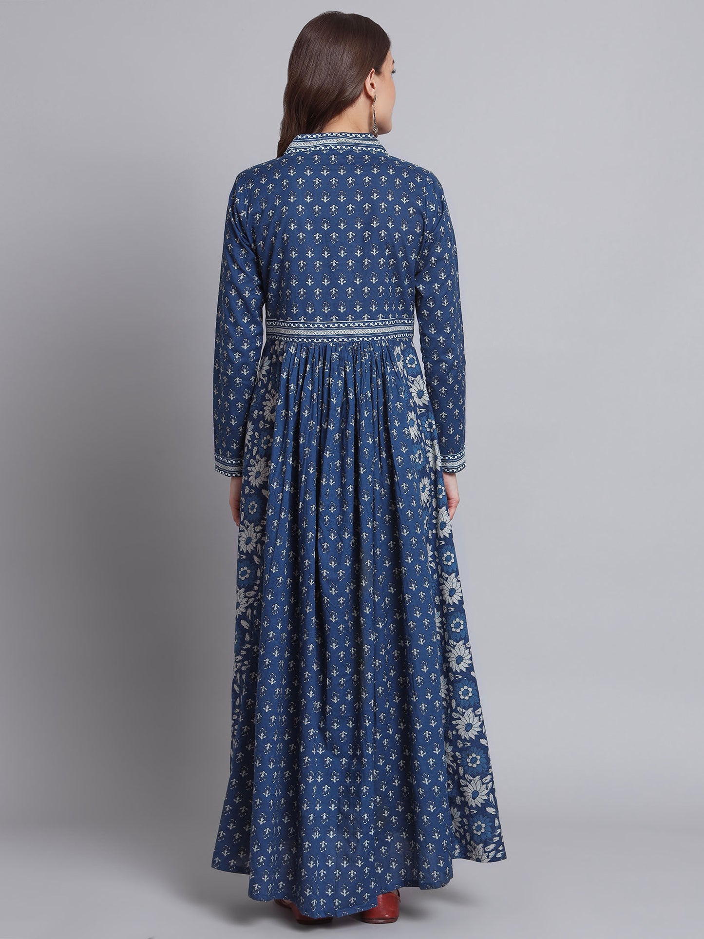 Women Indigo Cotton Block Printed Dress