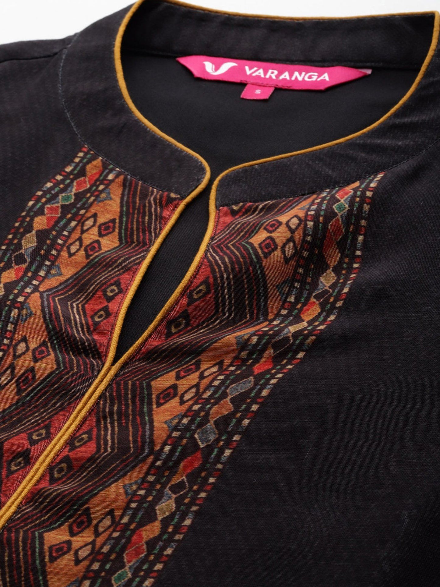 Black Printed Straight Kurta Paired With Solid Pant And Printed Dupatta (Set of 3)