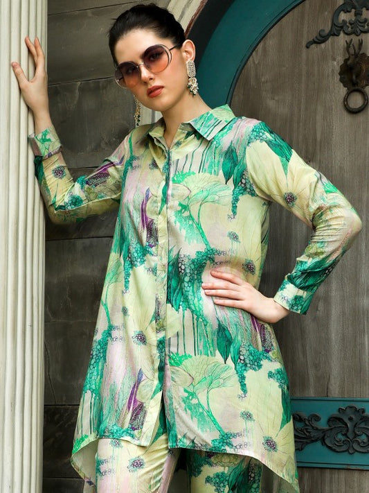 Jaipur Kurti Abstract Printed Tunic With Palazzo Co-ord Set